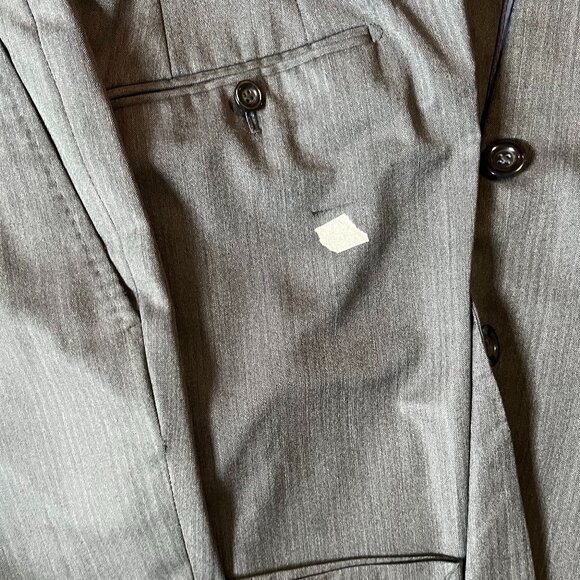 Michael Andrews Bespoke Gray Herringbone Wool 2-Btn Slim Fit Suit 36S - Picture 13 of 14